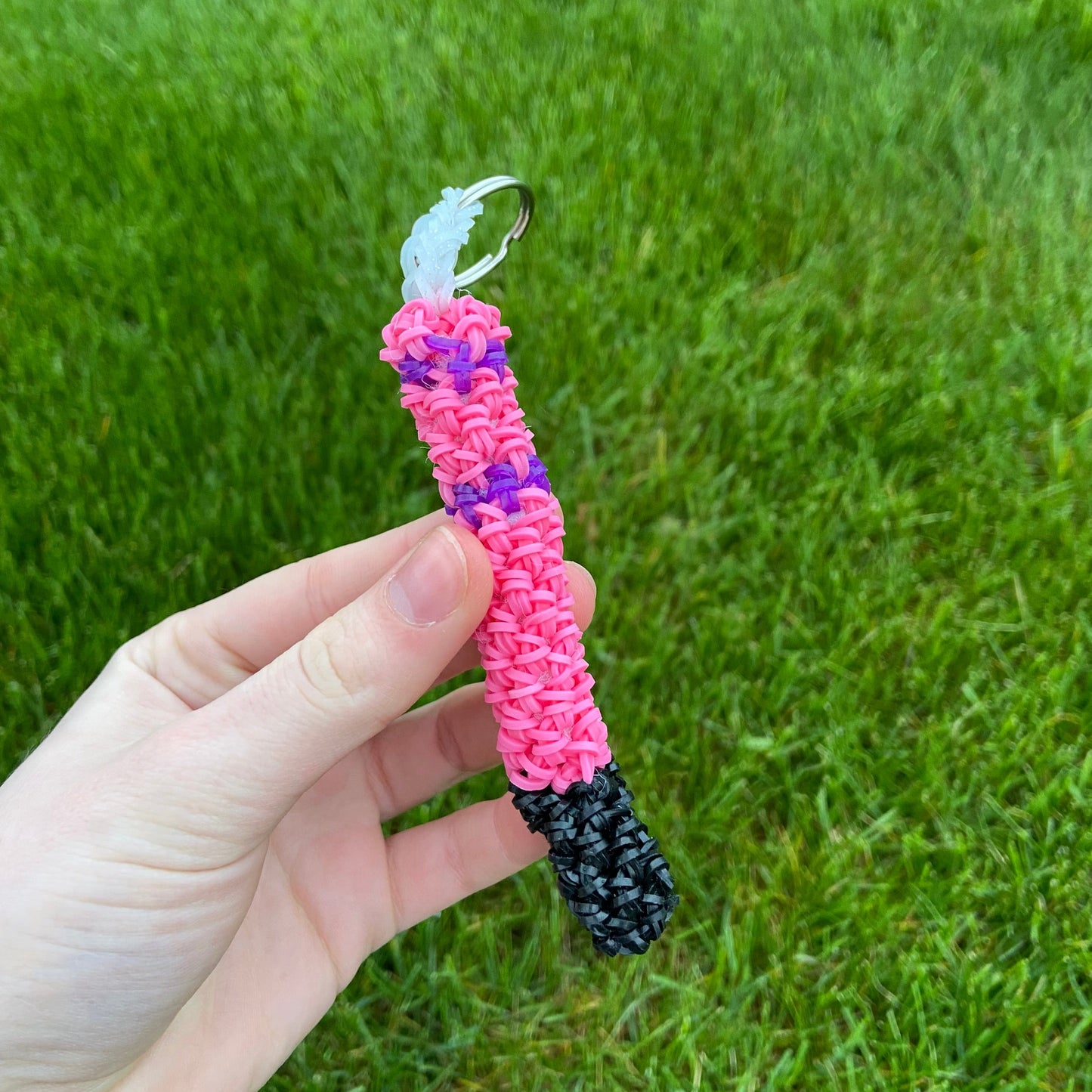 Rainbow Loom Hockey Stick Keychain