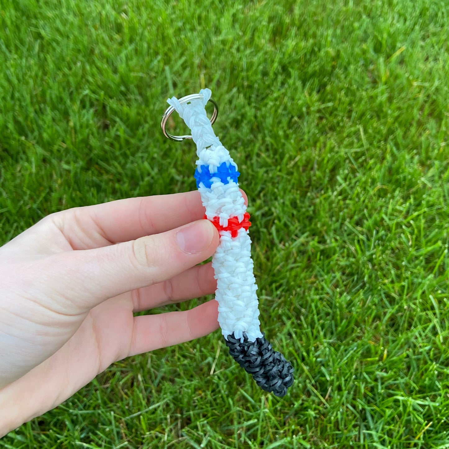 Rainbow Loom Hockey Stick Keychain